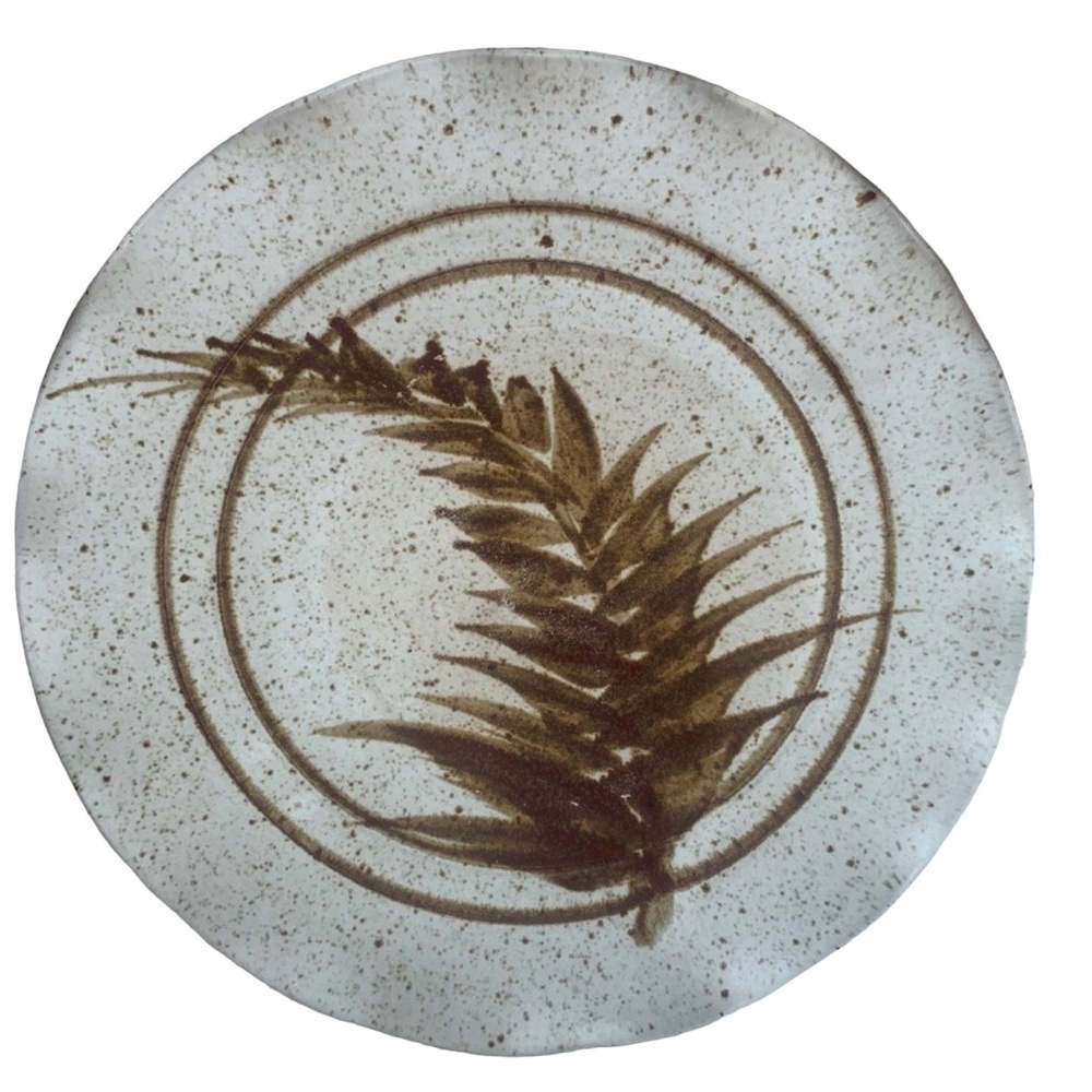 Vintage Fern Stoneware Ruffle Edge Art Deco Platter